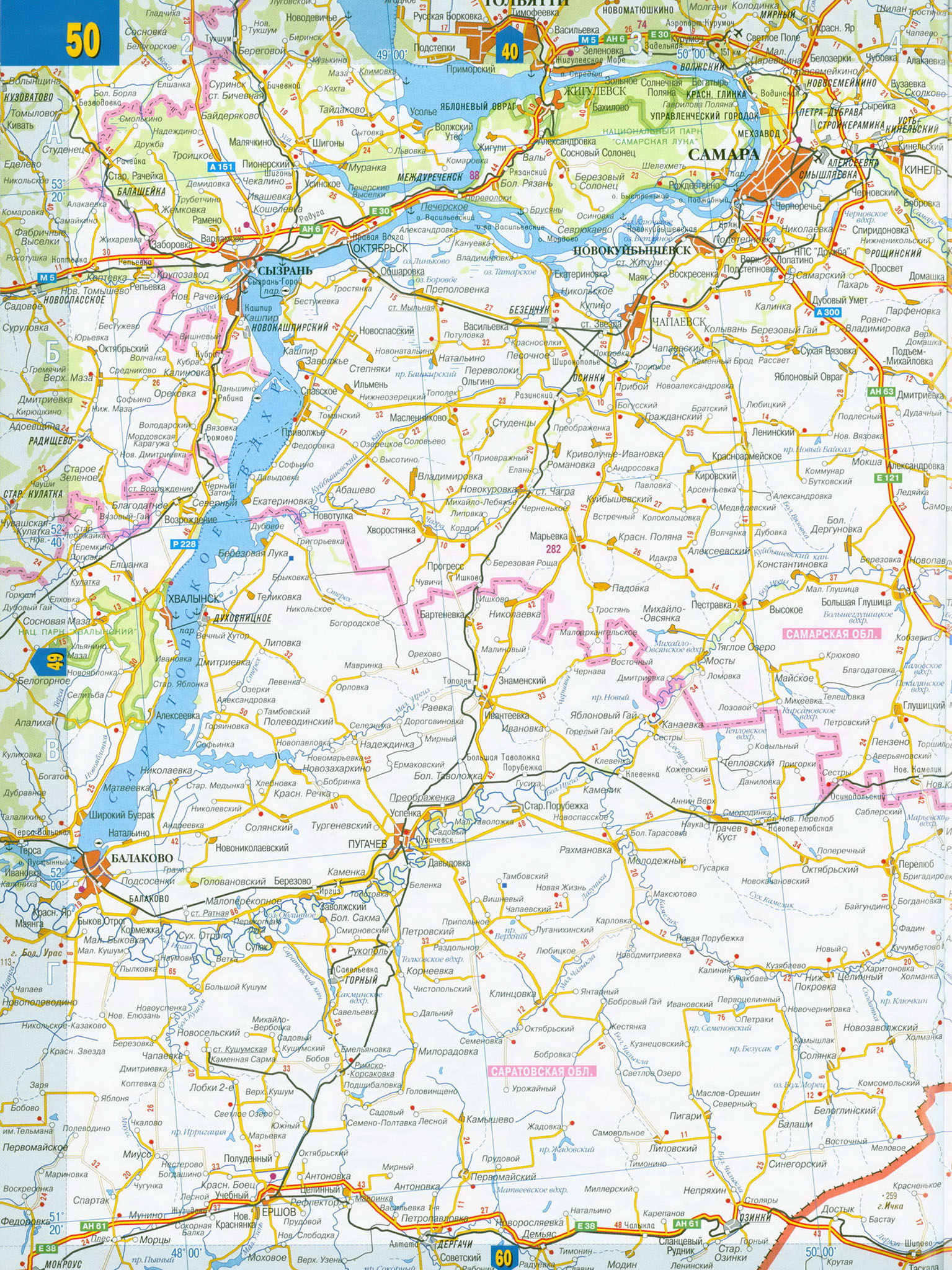 Карта дорог Самарской области