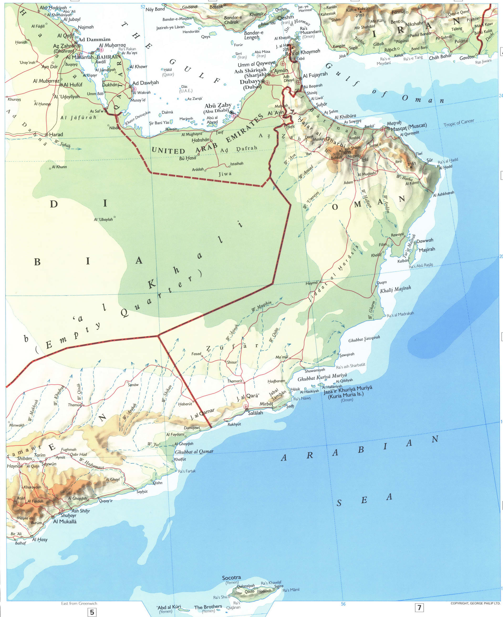 Карта Омана и Оманского залива
