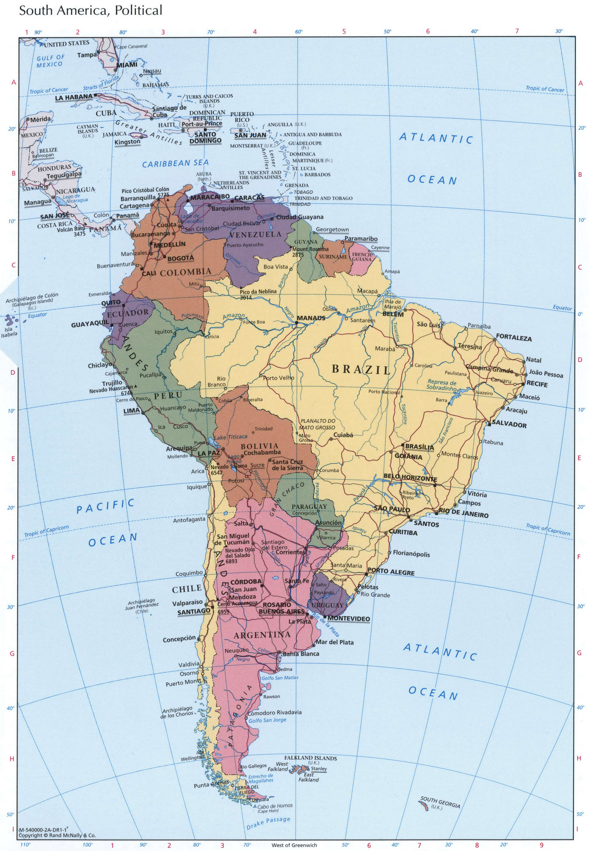 Южная Америка политическая карта